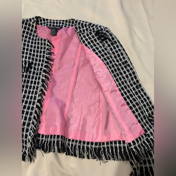 Vintage Nicole Studio Black & White Checkered Blazer - Size 12P - Picture 5 of 9
